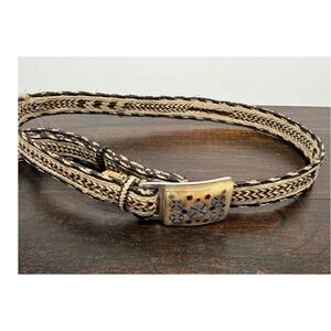 Woven Horse Fiber Belt Inlaid Buckle Boho Southwestern Tribal Ethnic